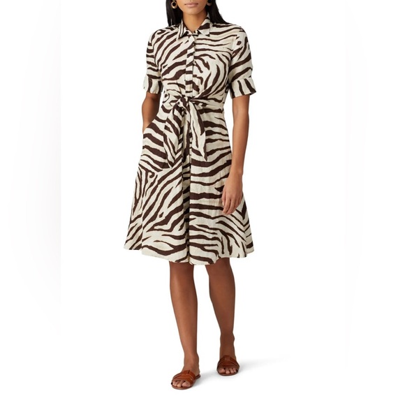 Lauren Ralph Lauren 100% Linen Zebra Print Tie-Waist size 4 Dress - Picture 2 of 4
